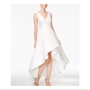 Calvin Klein Taffeta Tulip High Low Dress